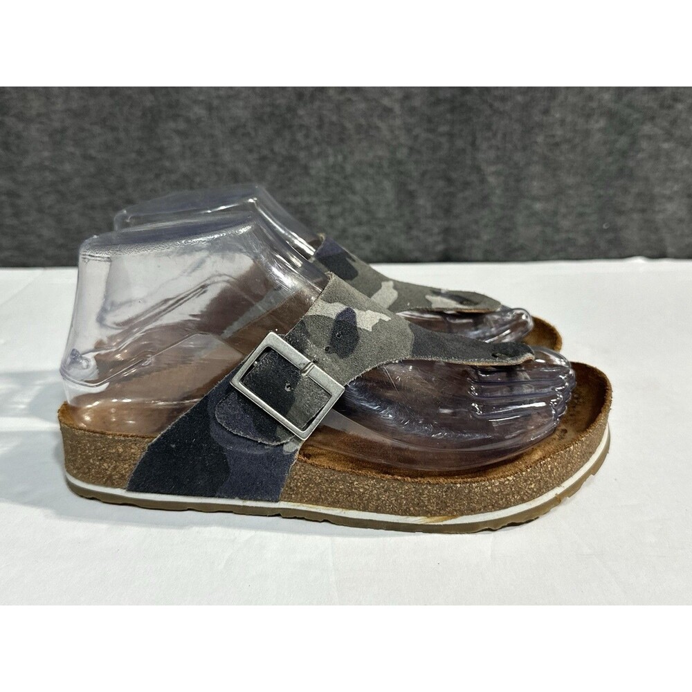 Haflinger Suede Camo Camouflage Green Thong Sandal Womens Size EU 36 US 5